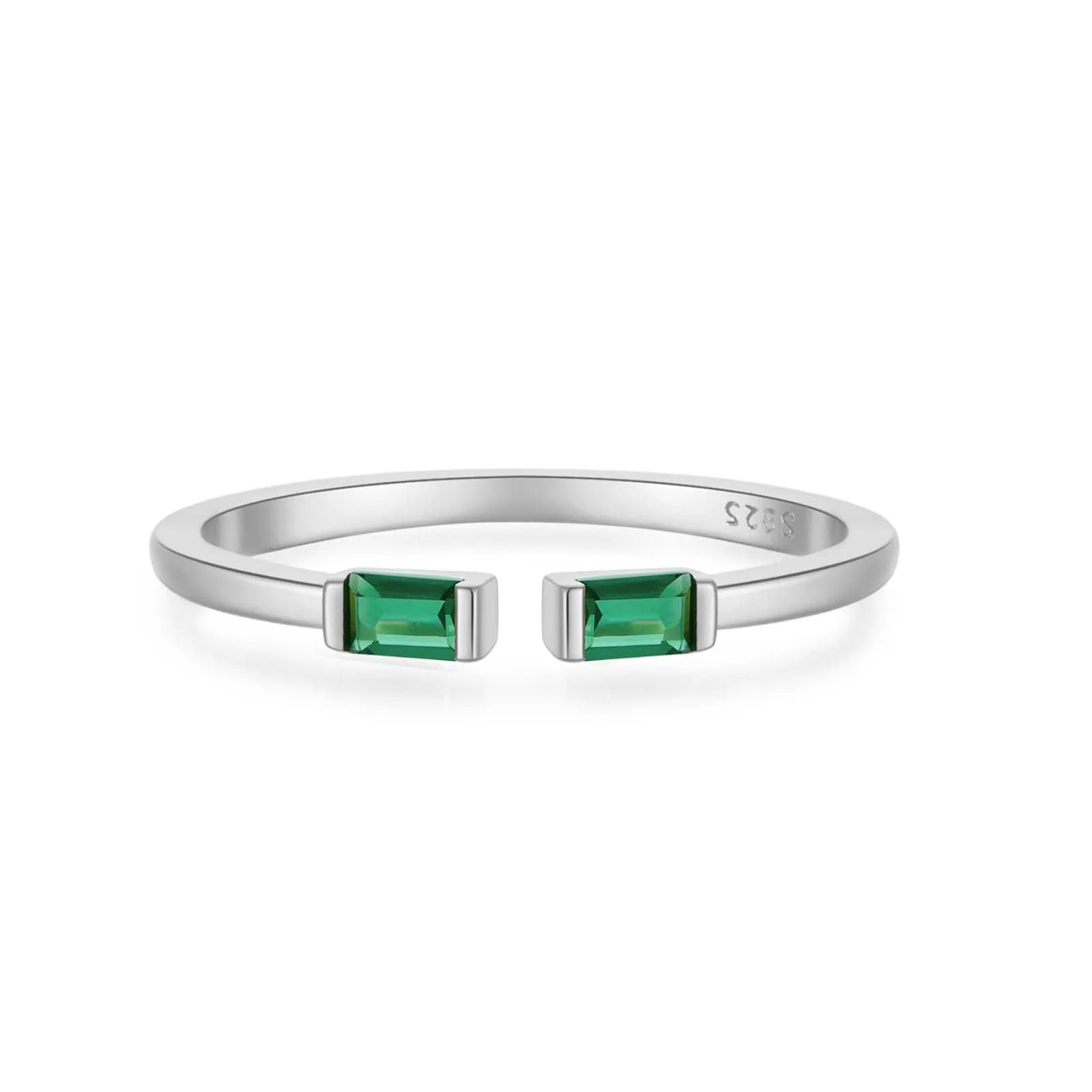 Emerald Cuff Ring (Silver)