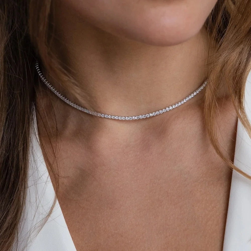 Tennis Chocker Silver (Adjustable)